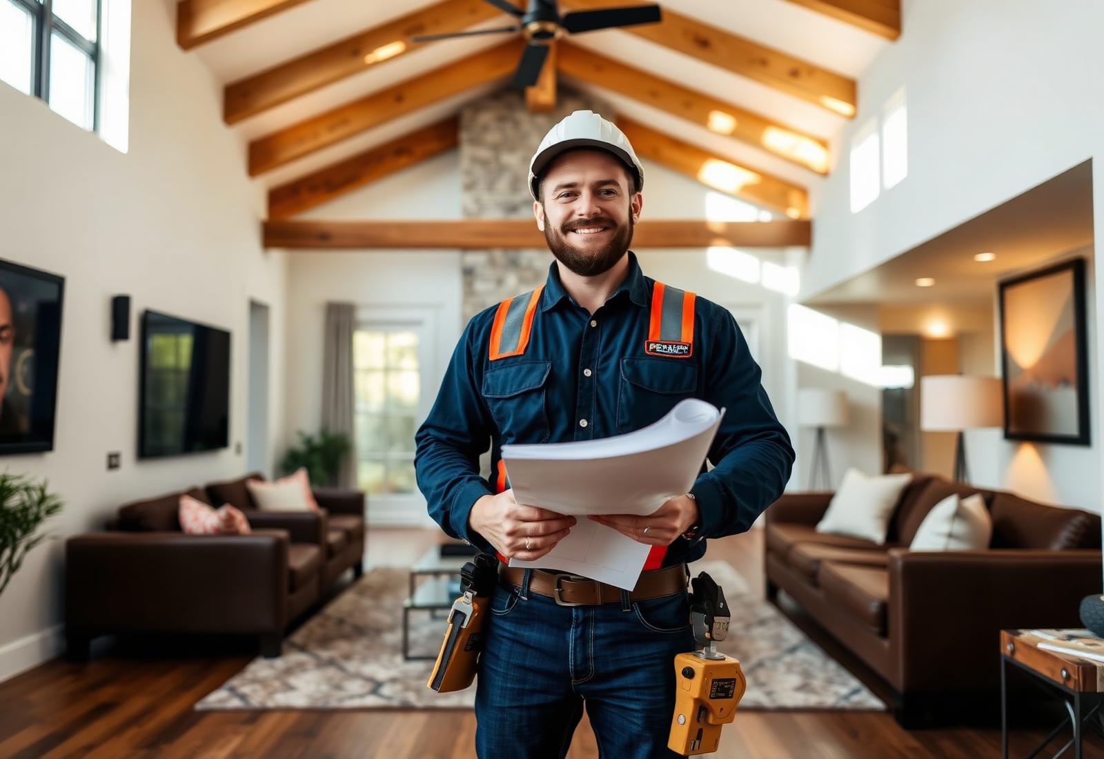 Professional contractor in a finished home